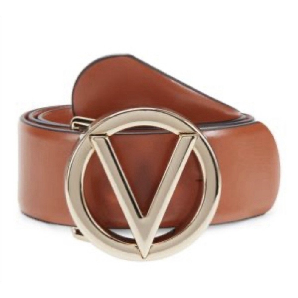 VALENTINO by MARIO VALENTINO Bessy Soave Logo Embossed Leather Belt Size XL